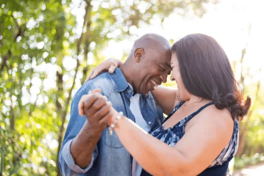 Happy Unmarried Couple Dancing in Charleston SC